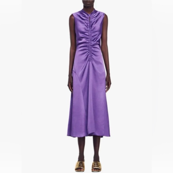SANDRO - Titanic Ruched Dress in Violet - Picture 2 of 7